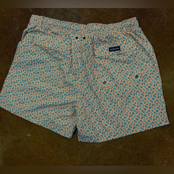 NWT Men’s SOUTHERN MARSH Harbor swim trunks- Salt & Lime. Peach/teal limes - Picture 5 of 5